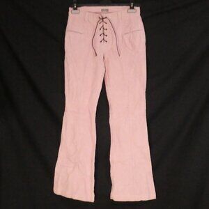Vintage | NAF NAF | size 38 | Pastel Pink Flare Pants with Lace-Up Closure